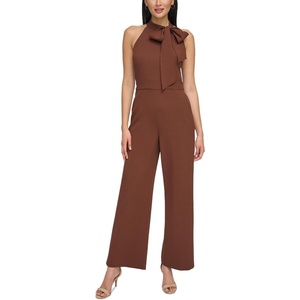 image:imageVince Camuto Kors Crepe Bow Neck Halter JumpsuitBrown