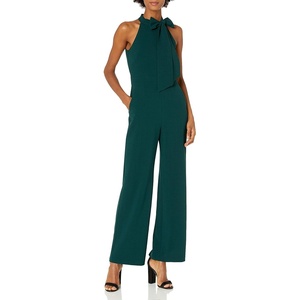 image:imageVince Camuto Kors Crepe Bow Neck Halter JumpsuitHunter