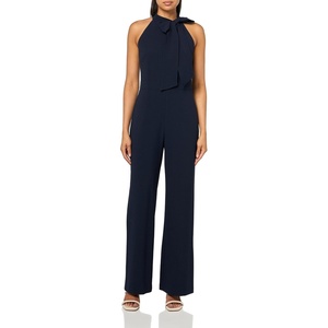image:imageVince Camuto Kors Crepe Bow Neck Halter JumpsuitNavy