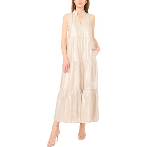 image:imageVince Camuto Sleeveless Tiered Ruffle Maxi with Smocked WaistNeutral