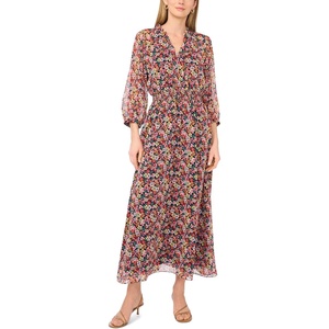 image:imageVince Camuto Womens 34 Puff Sleeve VNeck Smocked Waist Maxi DressClassic Navy