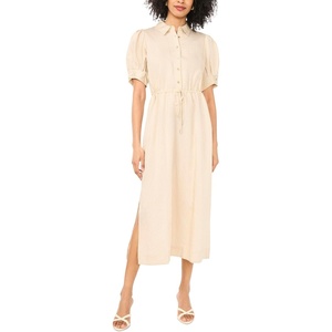 image:imageVince Camuto Womens Drawcord Waist Midi Shirt DressBirch