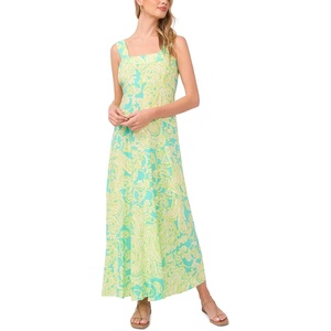 image:imageVince Camuto Womens Four Tier Square Neck Maxi DressLime Press