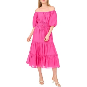 image:imageVince Camuto Womens Pleated Crew Neck Maxi DressRaspberry Sorbet