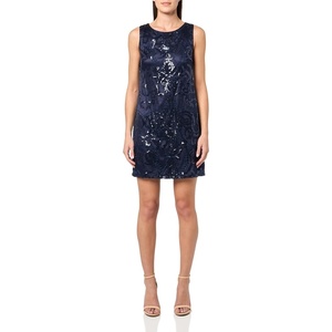 image:imageVince Camuto Womens Sleeveless Boat Neck Sequin Shift DressNavy