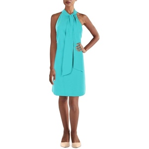 image:imageVince Camuto Womens Sleeveless Halter Tie Neck Shift Mini DressTurquoise