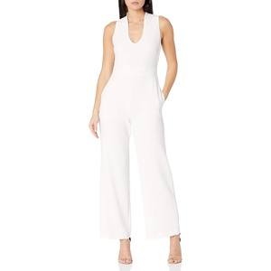 image:imageVince Camuto Womens Sleeveless Scoop Neck Crepe JumpsuitIvory