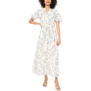 image:imageVince Camuto Womens Split Neck Puff Sleeve Maxi Dress WWaist TieRich Black