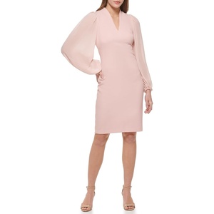 image:imageVince Camuto Womens Stretch Crepe Bodycon Dress with Chiffon Balloon SleevesBlush
