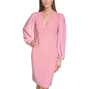 image:imageVince Camuto Womens Stretch Crepe Bodycon Dress with Chiffon Balloon SleevesMauve