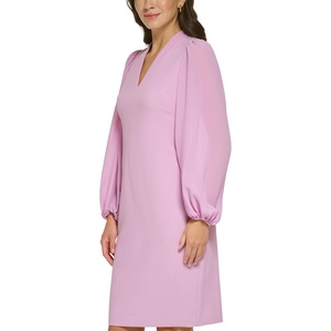 image:imageVince Camuto Womens Stretch Crepe Bodycon Dress with Chiffon Balloon SleevesOrchid