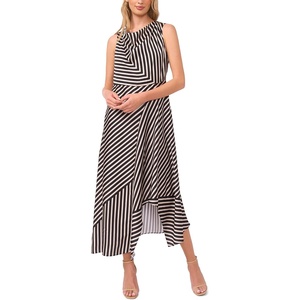 image:imageVince Camuto Womens Striped Cowlneck Sleeveless Midi DressRich Black