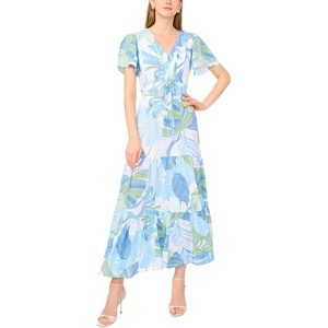 image:imageVince Camuto Womens Tie Waist Cap Sleeve Tiered Maxi DressMint