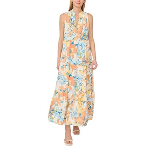 image:imageVince Camuto Womens V Neck Sleeveless Tiered Maxi DressCool Peach