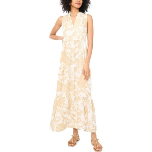 image:imageVince Camuto Womens VNeck Sleeveless Maxi Tier DressCamel