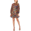 image:imageFloral Long Sleeve Dolman Sleeve One Tier Mini Dress Classic Navy