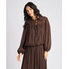 image:imageVince Camuto Long Sleeve Bubble Hem with SplitNeck and Two TiesRich Chocolate