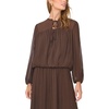 image:imageVince Camuto Long Sleeve Bubble Hem with SplitNeck and Two TiesRich Chocolate