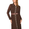 image:imageVince Camuto Pleated Buttonup Midi Dress with Contrast PipingRich Chocolate