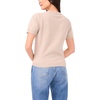 image:imageVince Camuto Womens Short Sleeve Contrast Neck SweaterLight Heather Taupe