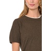 image:imageVince Camuto Womens Short Sleeve Contrast Neck SweaterTree Bark