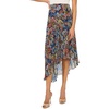 image:imageVince Camuto Womens Floral Asymmetrical Ruffle Midi SkirtClassic Navy