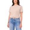 image:imageVince Camuto Womens Short Sleeve Contrast Neck SweaterLight Heather Taupe