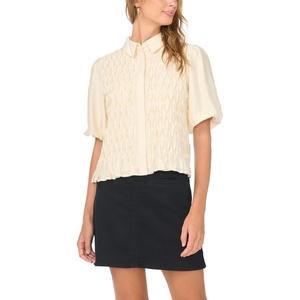 image:imageVince Camuto Button Front Bubble Sleeve TopAntique White