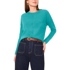 image:imageVince Camuto Womens Long Sleeve Extend Shoulder Center Facing Seam Cozy SweaterSweaterBrilliant Aqua