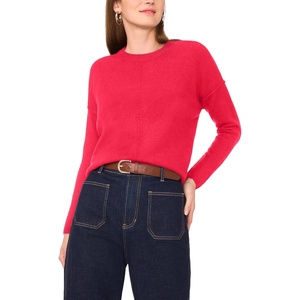 image:imageVince Camuto Womens Long Sleeve Extend Shoulder Center Facing Seam Cozy SweaterSweaterDeep Pink