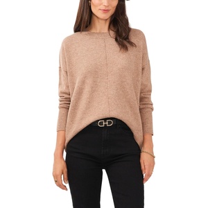 image:imageVince Camuto Womens Long Sleeve Extend Shoulder Center Facing Seam Cozy SweaterSweaterTaupe