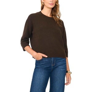 image:imageVince Camuto Womens Mid Sleeve Elbow Length Sleeve Crew Neck SweaterChocolate