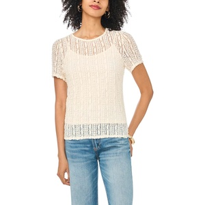 image:imageVince Camuto Womens Short Sleeve Stretch Lace TopNew Ivory